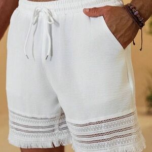 Manfinity Men's Casual Solid Drawstring Waist 100% Cotton Summer Mens Shorts